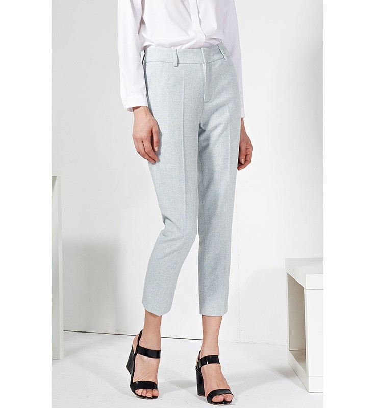 Blue Pockets Wool Blend Pants