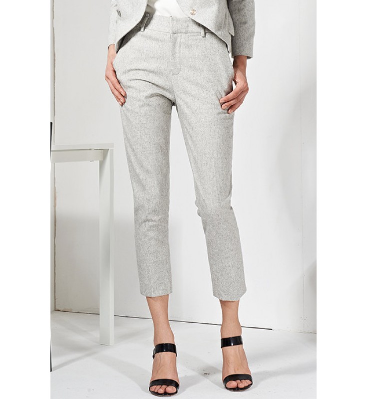 Light Grey Pockets Wool Blend Pants