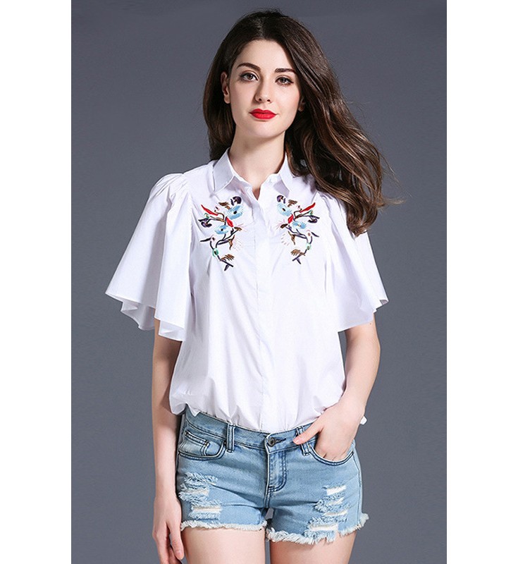 White Plain Casual Plus Size Blouses