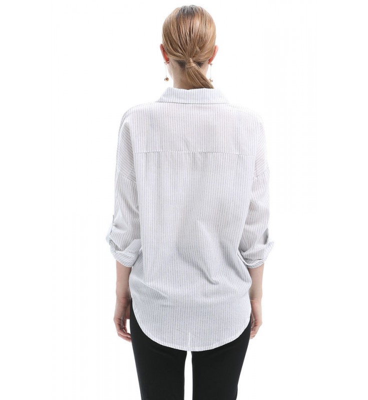 White Embroidered Button Down Blouse